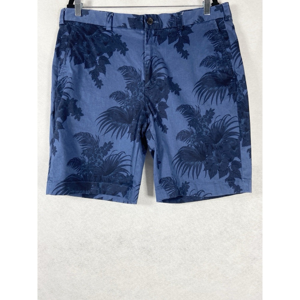 Brooks Brothers Shorts Men's 38 Blue Flat Front Floral Cotton Tropical Preppy